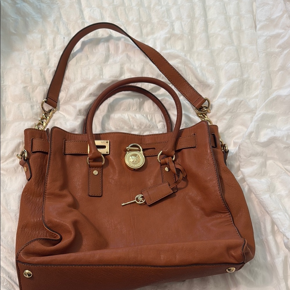 Michael Kors Brown Satchel with Gold Accents